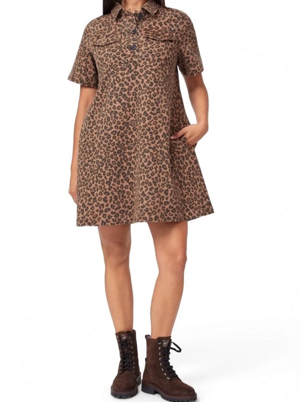 Scotch & Soda Amsterdam leopard-print denim dress in size Large.